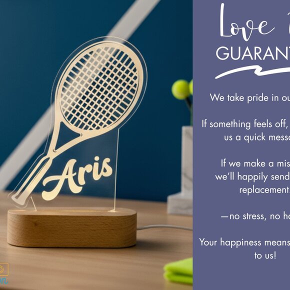 Personalized Tennis LED Night Light – Fun Sports-Themed Room Decor - Picture 6 of 8